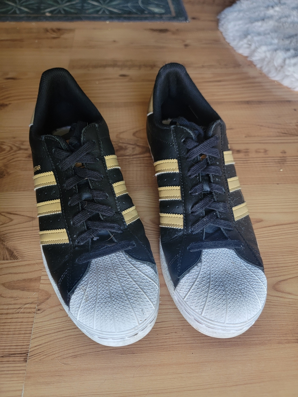 adidas Black and Gold Classic Shell-Toe Sneakers
